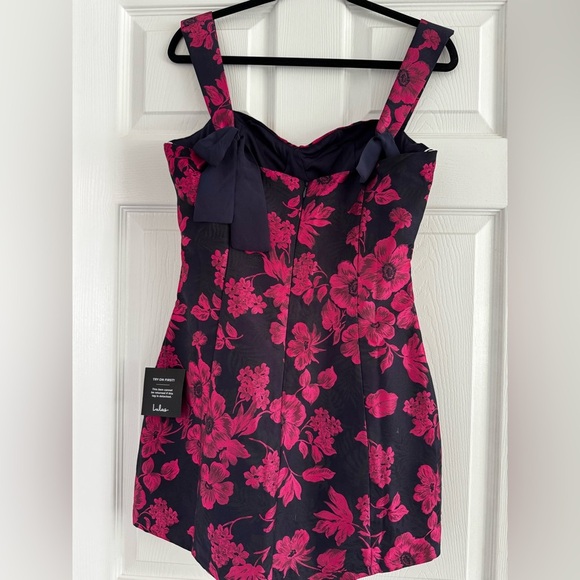 NWT Lulu's navy and pink Floral Mini Dress tie straps size small - Picture 7 of 9